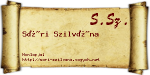 Sári Szilvána névjegykártya